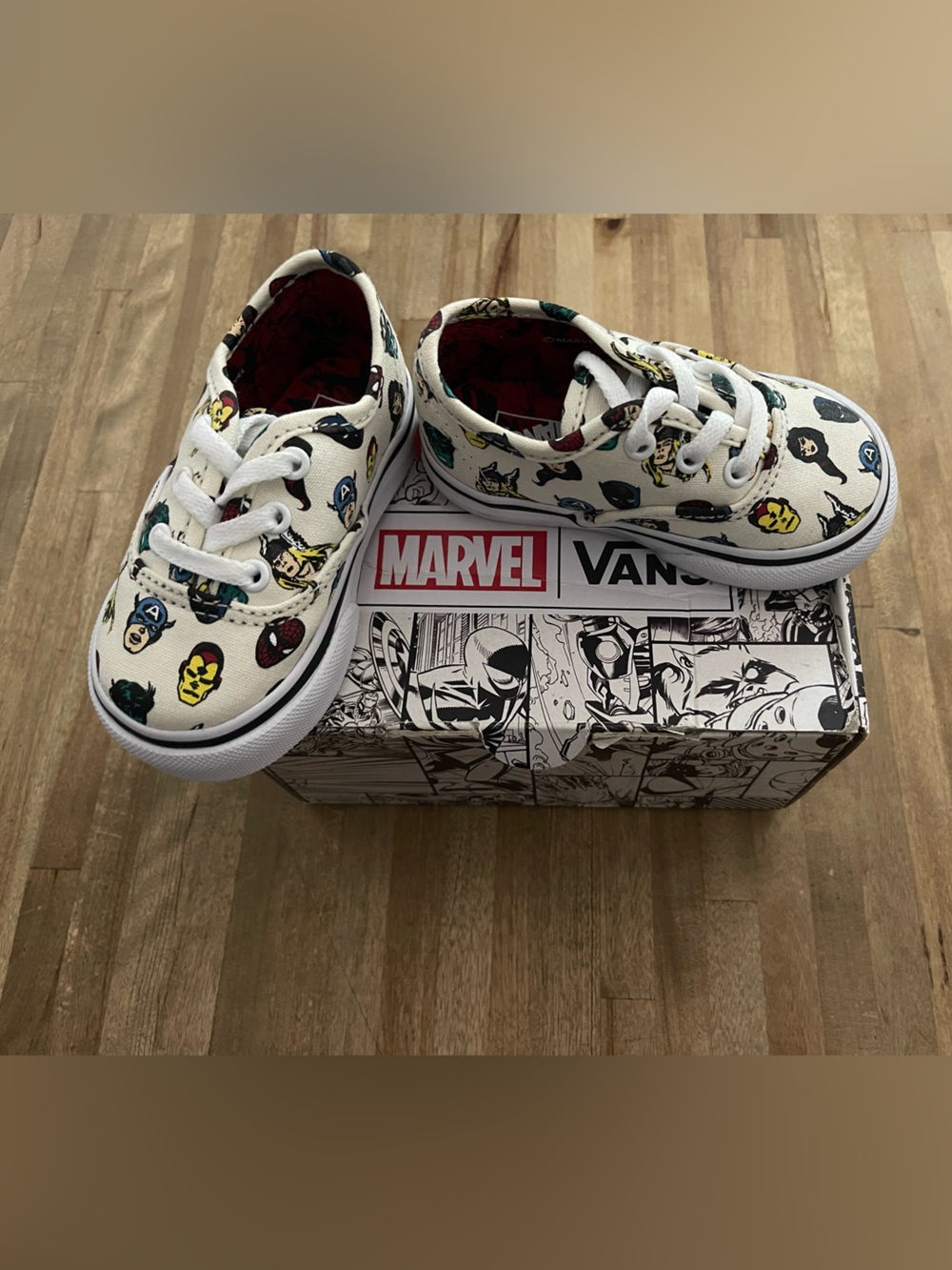 Marvel White Toddler Sneakers with Multicolor Superhero Faces
